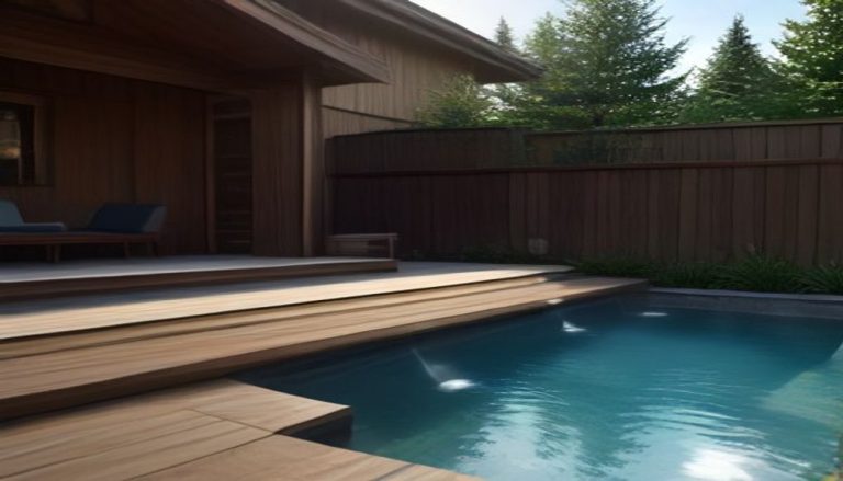 Cold plunge pool setup in a modern backyard with stainless steel tub and barrel sauna on wood deck